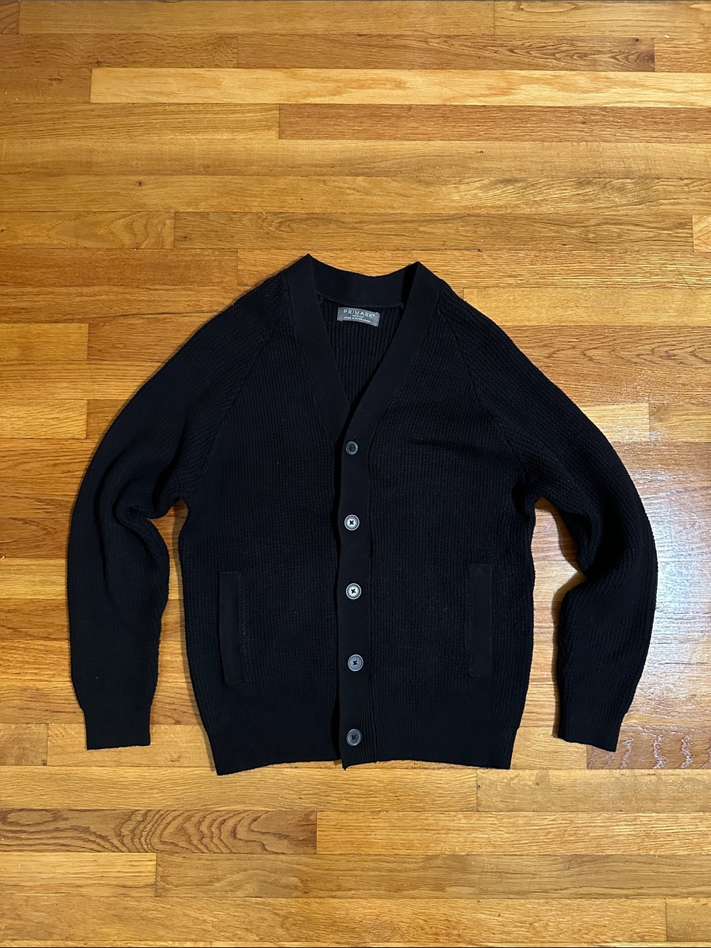 Black Knit Button-Front Men's Cardigan Size Medium !